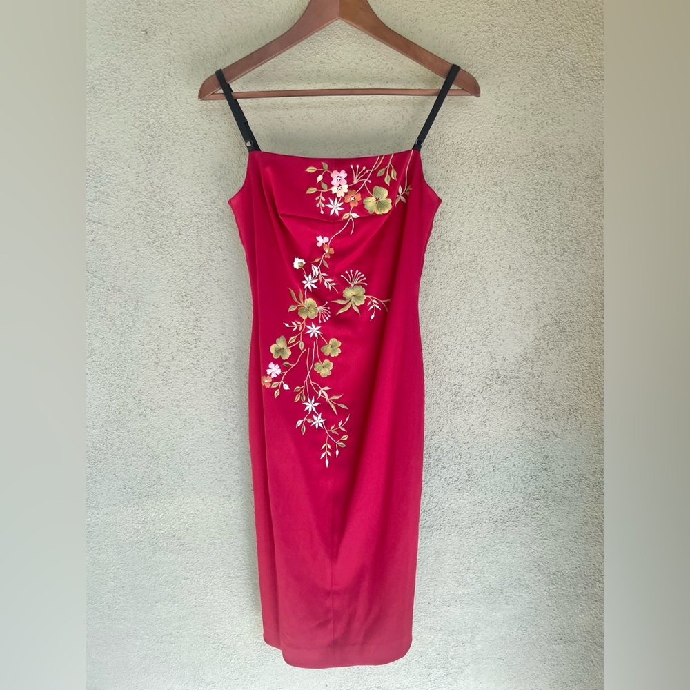 Mandalay Vintage Red Embroidered Elegant Floral Dress | Size 4 | RARE